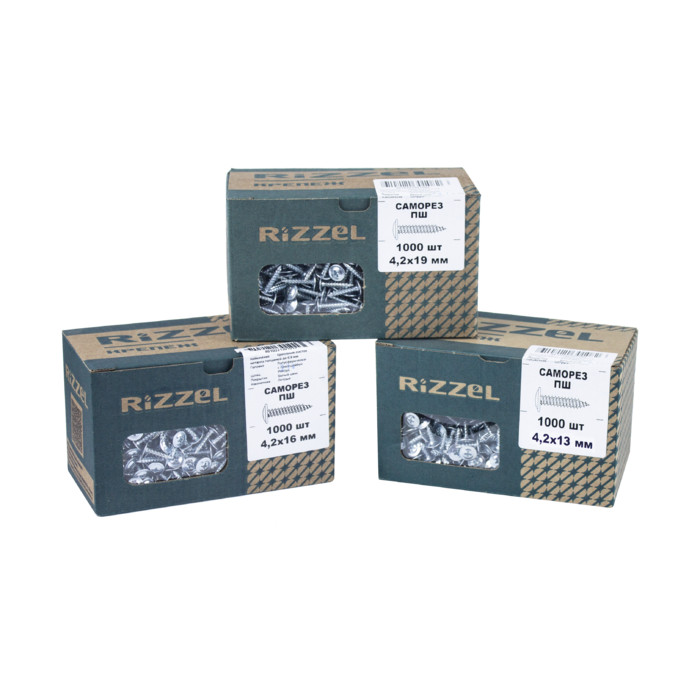 Саморез ПШ Rizzel 4,2х19 (1000шт) шлиц PH2, цинк